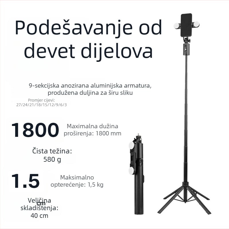 Stativ s 3D gimbalom za pametni telefon, aluminijska legura, 3 sekcije, 500 g — Wei jian