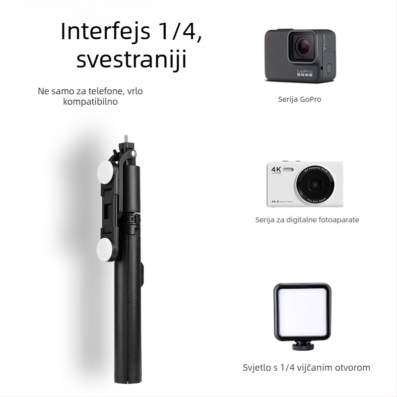 Stativ s 3D gimbalom za pametni telefon, aluminijska legura, 3 sekcije, 500 g — Wei jian