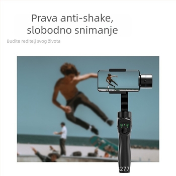 Ručni gimbal za pametne telefone s ABS kućištem; horizontalno okretanje 330°; vertikalni nagib ±160°; ograničenje okretanja 330°; težina 400 g.