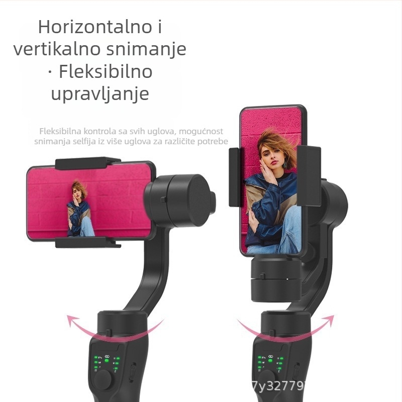 Ručni gimbal za pametne telefone s ABS kućištem; horizontalno okretanje 330°; vertikalni nagib ±160°; ograničenje okretanja 330°; težina 400 g.