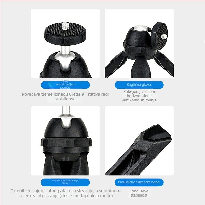 JJC Mini stativ za DSLR kameru s kugličnom glavom – konstrukcija od najlon vlakana i aluminijske legure, nosivost 1,2 kg