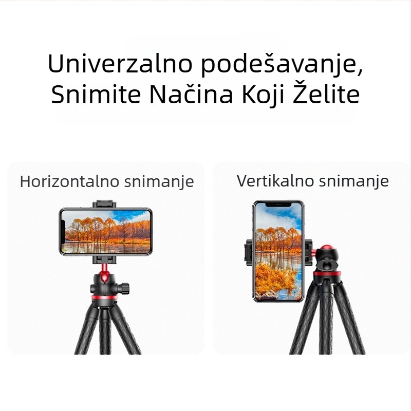 Stativ u hobotničjem stilu za DSLR s kugličnom glavom, čelično-plastična konstrukcija, noge s jednim segmentom, nosivost 2–5 kg