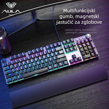 Žična mehanička tipkovnica s 104 tipkama, pozadinskim osvjetljenjem, makroprogramiranjem i zamjenjivim prekidačima.