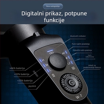 3-osi stabilizator za pametni telefon za ručni vlog, kompatibilan s Android/iOS, 335° horizontalno okretanje, težina 450 g