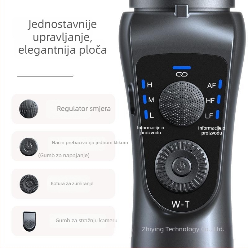 3-osi stabilizator za pametni telefon za ručni vlog, kompatibilan s Android/iOS, 335° horizontalno okretanje, težina 450 g