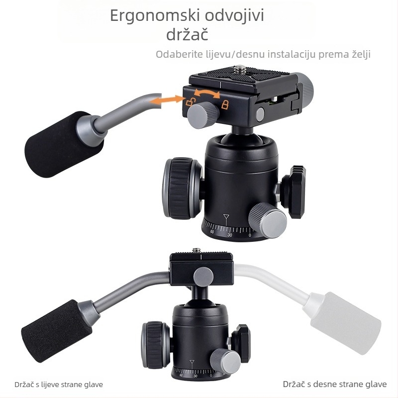 Stolni stativ za DSLR/Mirrorless s kugličnom glavom, aluminijska legura, 5 sekcija, težina 803 g, ploča brzog otpuštanja