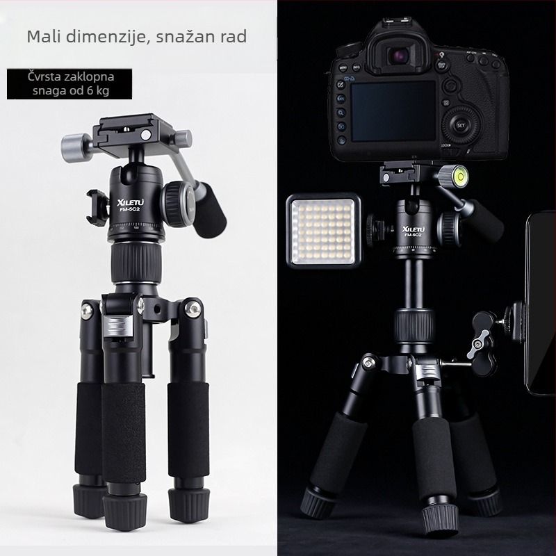 Stolni stativ za DSLR/Mirrorless s kugličnom glavom, aluminijska legura, 5 sekcija, težina 803 g, ploča brzog otpuštanja