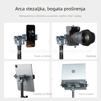 Gimbalni adapter za stativ svjetla | aluminijska legura | vertikalno 90° rotacije, horizontalno 0° | kompatibilno s univerzalnim kamerama s 1/4" navojem na dnu | LEAPLIGHT