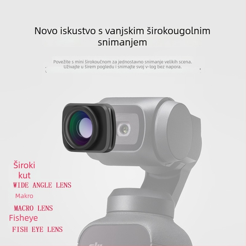 Objektiv za Osmo Pocket kameru: široko-kutni makro fisheye, magnetski držač, 90° rotacija, aluminijska smjesa + optičko staklo