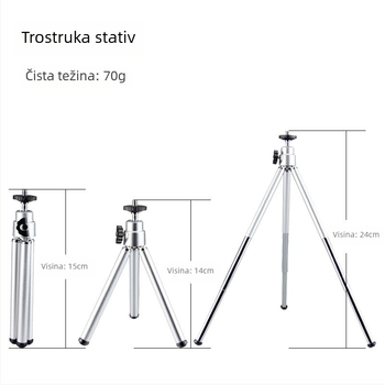 Troje sekcijski stativ s 3D gimbalom, metalna konstrukcija, nosivost do 2 kg