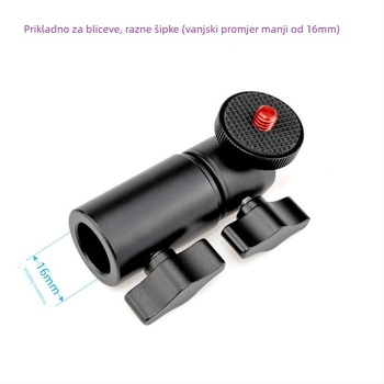 Mini stativ za mobitel i kameru s kugličnom glavom, 1/4-inch navoj, aluminij/nerđajući čelik, vodoravni 360°, okomiti 90°, težina 75,5 g