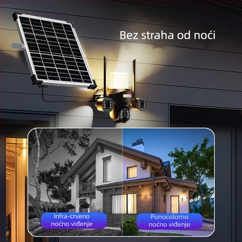 Vanjska solarna LED zidna svjetiljka s kamerom za nadzor, vodoravna rotacija 325°, okomita 90°, 5V DC, zidna montaža