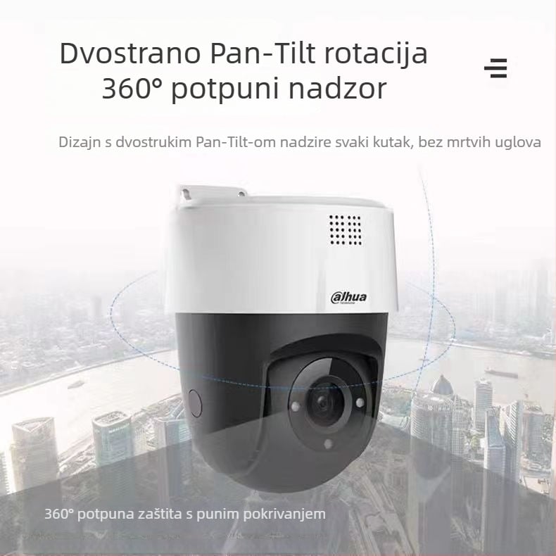 Dahua dom kamera s niskim osvjetljenjem 0.001 lux, SNR >50 dB, radna temperatura -5 do 55 °C, napajanje 5.5 V