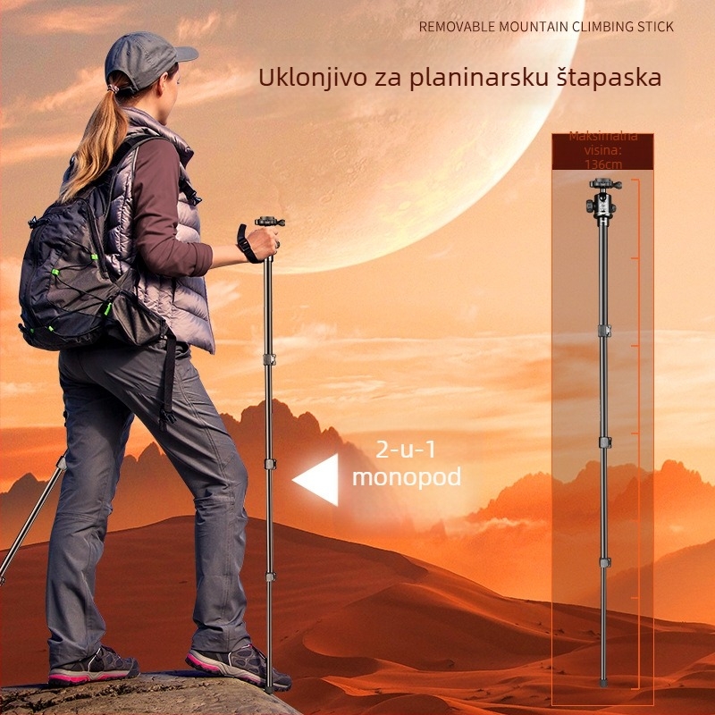 Stativ s kugličnom glavom, aluminijska legura, 4 dijela, ploča brzog otpuštanja, nosivost 6–10 kg