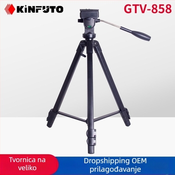 GTV858 stativ za DSLR i pametni telefon — aluminijska legura, tro-osični gimbal, 3 sekcije, nosivost 6–10 kg