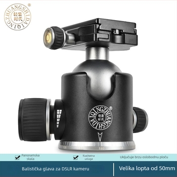Sferna glava stativa od aluminijske legure, 3/8-inch navoj, 360° horizontalno okretanje, 90° vertikalno naginjanje, težina 0.626 kg