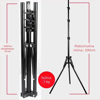 Video rasvjetni stativ sa sklopivim dizajnom, aluminijska legura, 3D PTZ, nosivost 2-5 kg