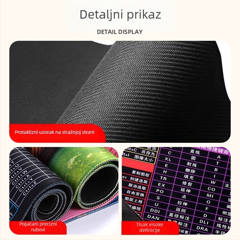 Velika gumena podloga za stol s kalkulatorom mišem, šivana konstrukcija, jednostrana, prilagođene crteže