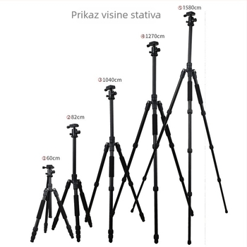 Stativ za DSLR i telefon s kugličnom glavom, 4-dijelni aluminijski spoj, pločica brzog otpuštanja, nosivost 6 kg