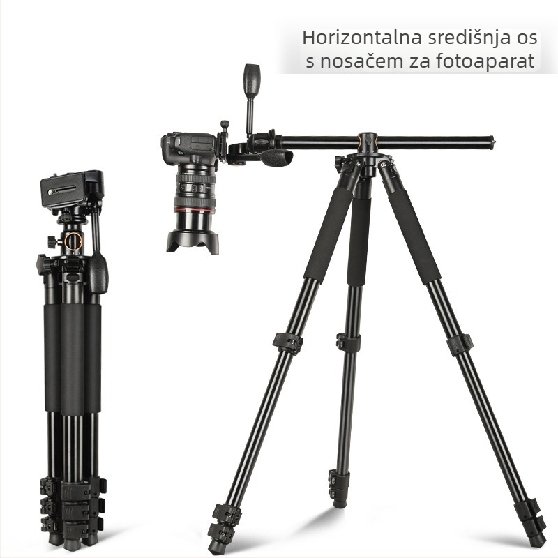 Aluminijski stativ s 4-segmentnom konstrukcijom, 3D PTZ glavom, nosivost 11–15 kg, ploča za brzo oslobađanje