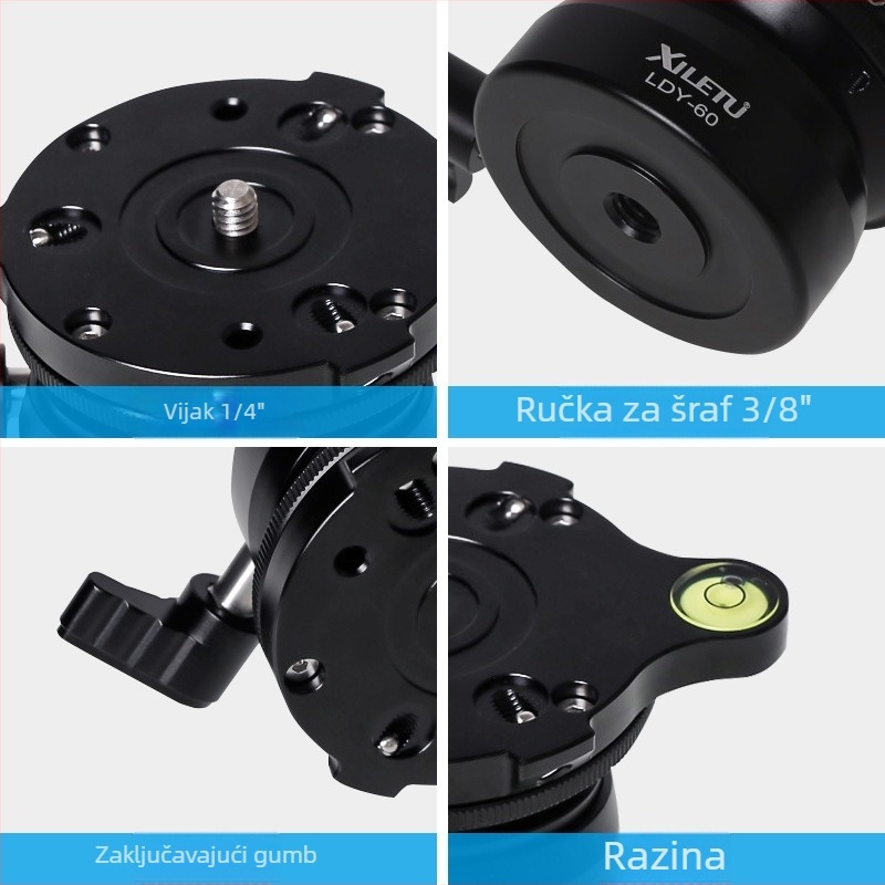 Nivelišuća baza za DSLR kameru — aluminijska legura, 3/8-inch priključak (pretvorba na 1/4-inch), težina 290 g, kompatibilna s DSLR kamerama