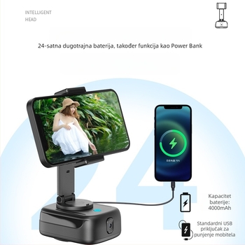 Vernon Q11 360°/90° pan-tilt držač za telefon s AI prepoznavanjem lica i automatskim praćenjem (ABS)