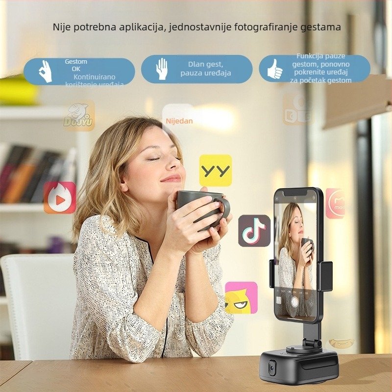 Vernon Q11 360°/90° pan-tilt držač za telefon s AI prepoznavanjem lica i automatskim praćenjem (ABS)