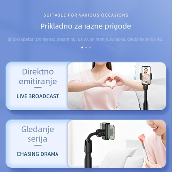 Stolni držač za mobitel s univerzalnom pan-tilt glavom, teleskopski podesivim ramom, diskska baza, klip za mikrofon, plastični materijal, brend Sea butterfly