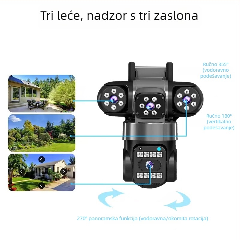 HD PTZ sigurnosna kamera za vanjsku i unutarnju upotrebu, 12V DC, plastično kućište, zidni nosač, daljinski pristup preko mobitela uz dvosmjerni interkom