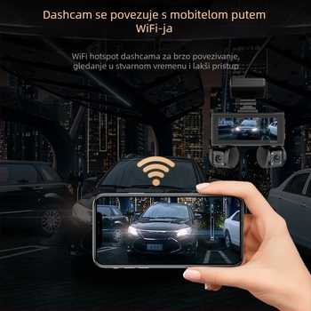 Prednja i stražnja dash cam 2160P, 170° širok ugao, 3,0-inčni dodirni zaslon, WiFi