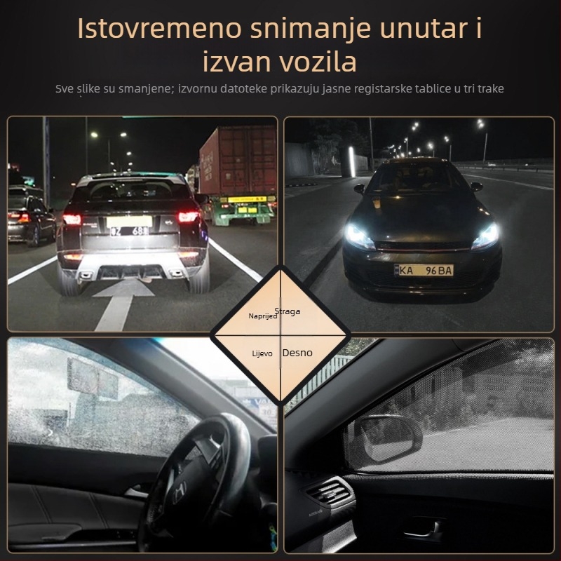 Prednja i stražnja dash cam 2160P, 170° širok ugao, 3,0-inčni dodirni zaslon, WiFi