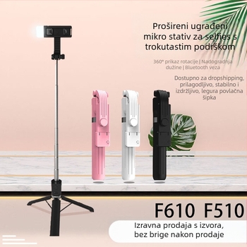 Bluetooth selfie štapić za telefon s prijenosnim stativom i rasvjetom, plastično kućište, daljinski upravljač uključen