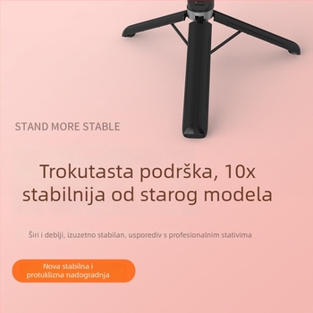 Bluetooth selfie štapić za telefon s prijenosnim stativom i rasvjetom, plastično kućište, daljinski upravljač uključen