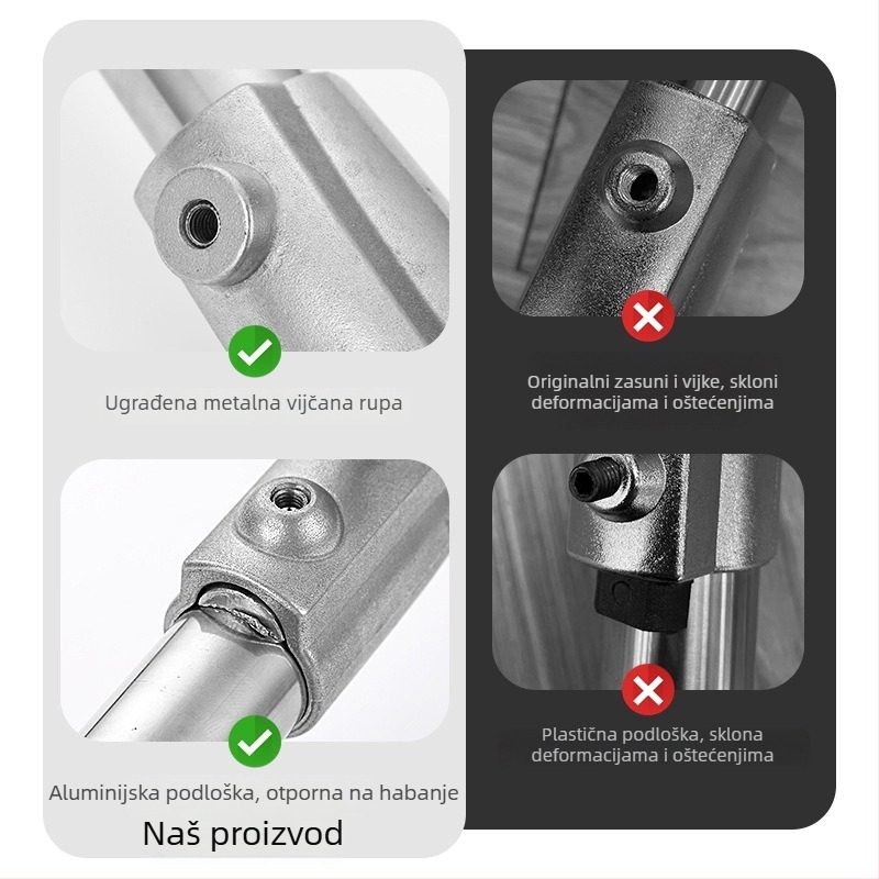 Nehrđajući čelični stativ za fotografiju s teleskopskim križnim držačem, 3-dijelni trostruki stalak, nosivost 15 kg, promjer cijevi 25–35 mm, težina 2,3 kg