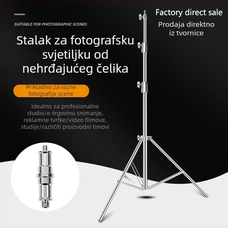 Nehrđajući čelični stativ za fotografiju s teleskopskim križnim držačem, 3-dijelni trostruki stalak, nosivost 15 kg, promjer cijevi 25–35 mm, težina 2,3 kg