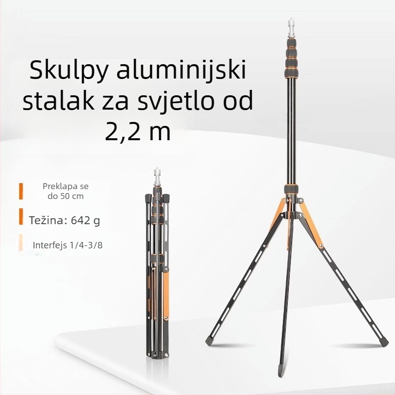 LS-255 Stalak za fotografsku rasvjetu s reverzibilnim sklopom, prijenosni aluminijski stativ za Godox bljeskalicu