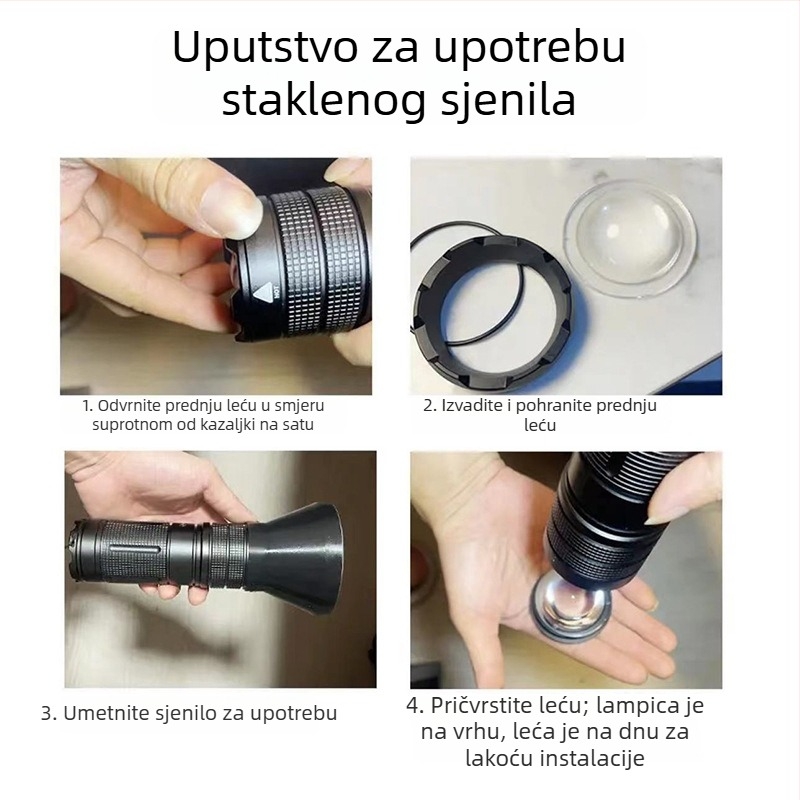 Ručna LED svjetiljka za fotografiju s 20W, 120° snop, domet do 100 m, vijek LED 10000 sati, baterija 18650