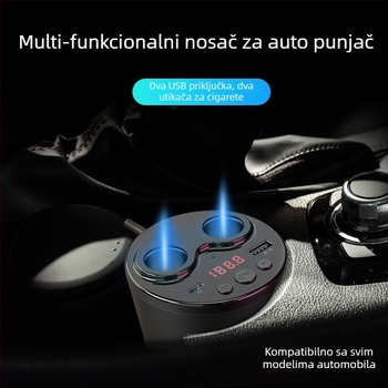 Punjač za auto u držaču za čašu s Bluetooth MP3 i FM transmiterom, USB, 12-24V, model G63