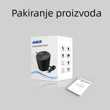 Punjač za auto u držaču za čašu s Bluetooth MP3 i FM transmiterom, USB, 12-24V, model G63