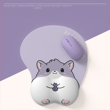 Podloga za miš za zglob – 3D crtani dizajn hrčka, silikon, mala podloga, narukvica