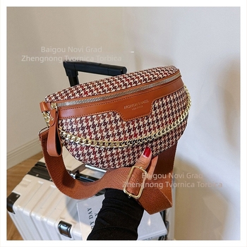 Ženska quiltirana torbica za kaiš – street style, PU materijal, zima 2024, podstava poliester, džep za telefon