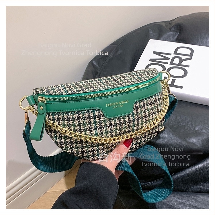 Ženska quiltirana torbica za kaiš – street style, PU materijal, zima 2024, podstava poliester, džep za telefon