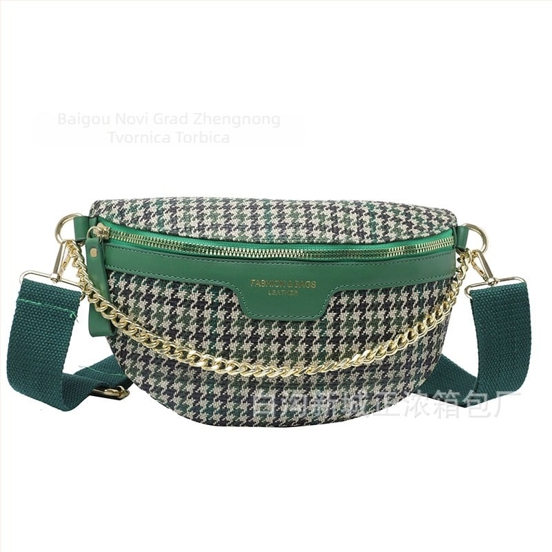 Ženska quiltirana torbica za kaiš – street style, PU materijal, zima 2024, podstava poliester, džep za telefon