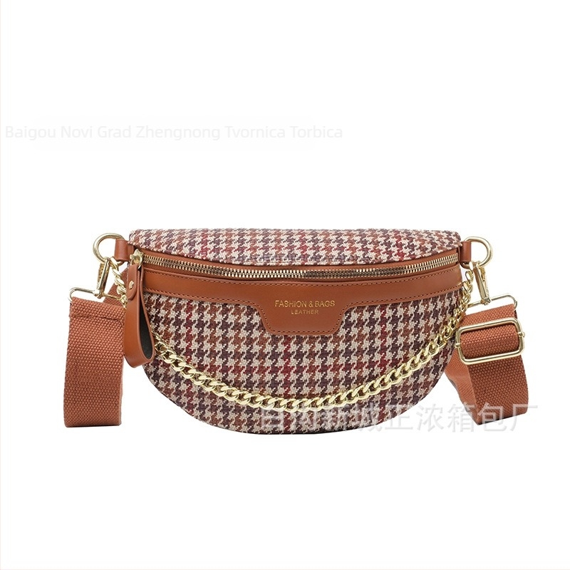 Ženska quiltirana torbica za kaiš – street style, PU materijal, zima 2024, podstava poliester, džep za telefon