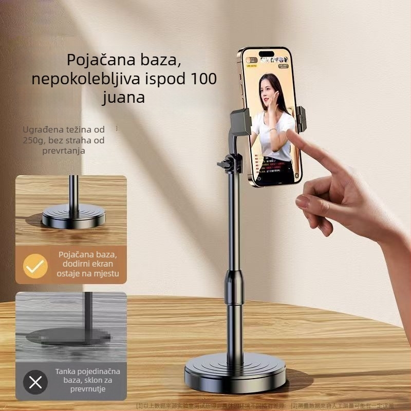 Stolni držač za tablet i telefon, podesiva visina, izvučni i rotirajući, plastična konstrukcija za snimanje videa i fotografiranje