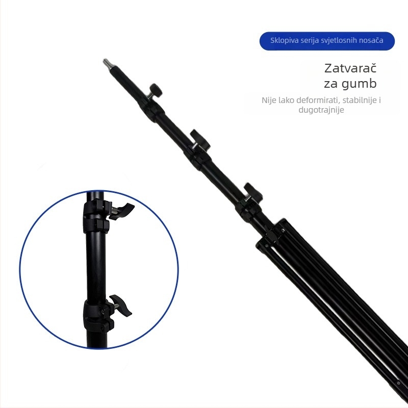 4 m aluminijski stalak za rasvjetu za film i TV te prijenos uživo, 4-dijelni, promjer cijevi 22 mm, srednji promjer cijevi 40/35/30/25 mm