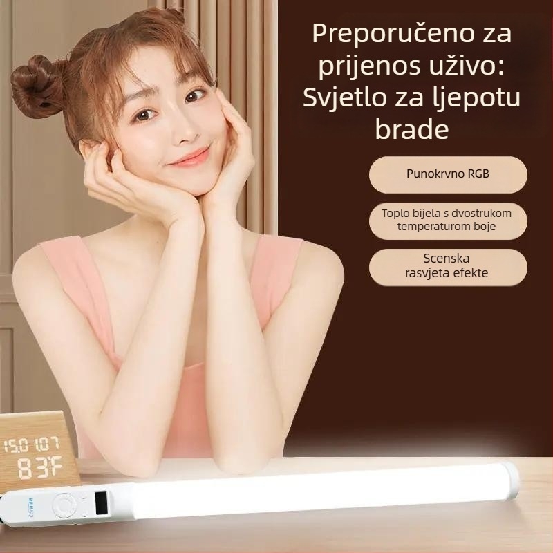 Prijenosno fotografijsko osvjetljenje za livestream — 13W, regulacija jačine, podesiva temperatura boje, s neovisnim napajanjem.