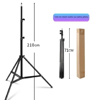 Stativ za fotografiju za telefon, metalni, nosivost 3 kg, visina 0,55–210 cm, promjer cijevi 22 mm