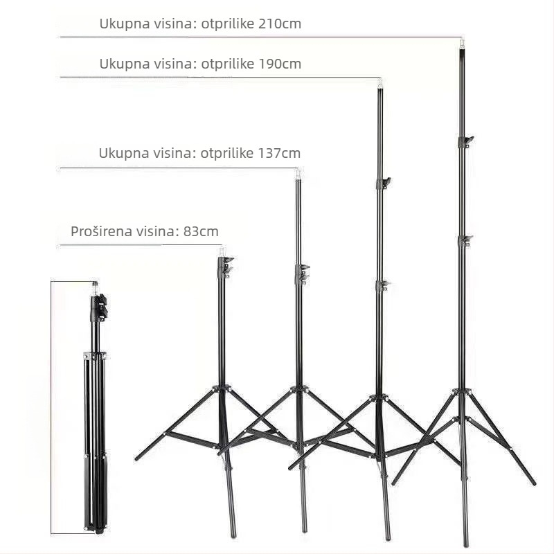 Stativ za fotografiju za telefon, metalni, nosivost 3 kg, visina 0,55–210 cm, promjer cijevi 22 mm