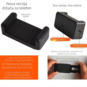 Stolni držač za mobitel s velikom klipom za horizontalno/vertikalno snimanje, plastika, model 01, brend Jingle Chart